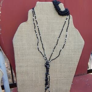 Versatile 2- 38" Beaded Rope Necklaces & Beaded Bracelet Set